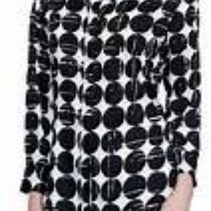 Finley Womens Blouse Poplin Polka Dot Long Sleeve XL NWT Button Front Black Whit